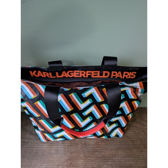Karl Lagerfeld Paris Geometric Multicolor Tote Bag Purse Excellent Condition - Picture 6 of 15